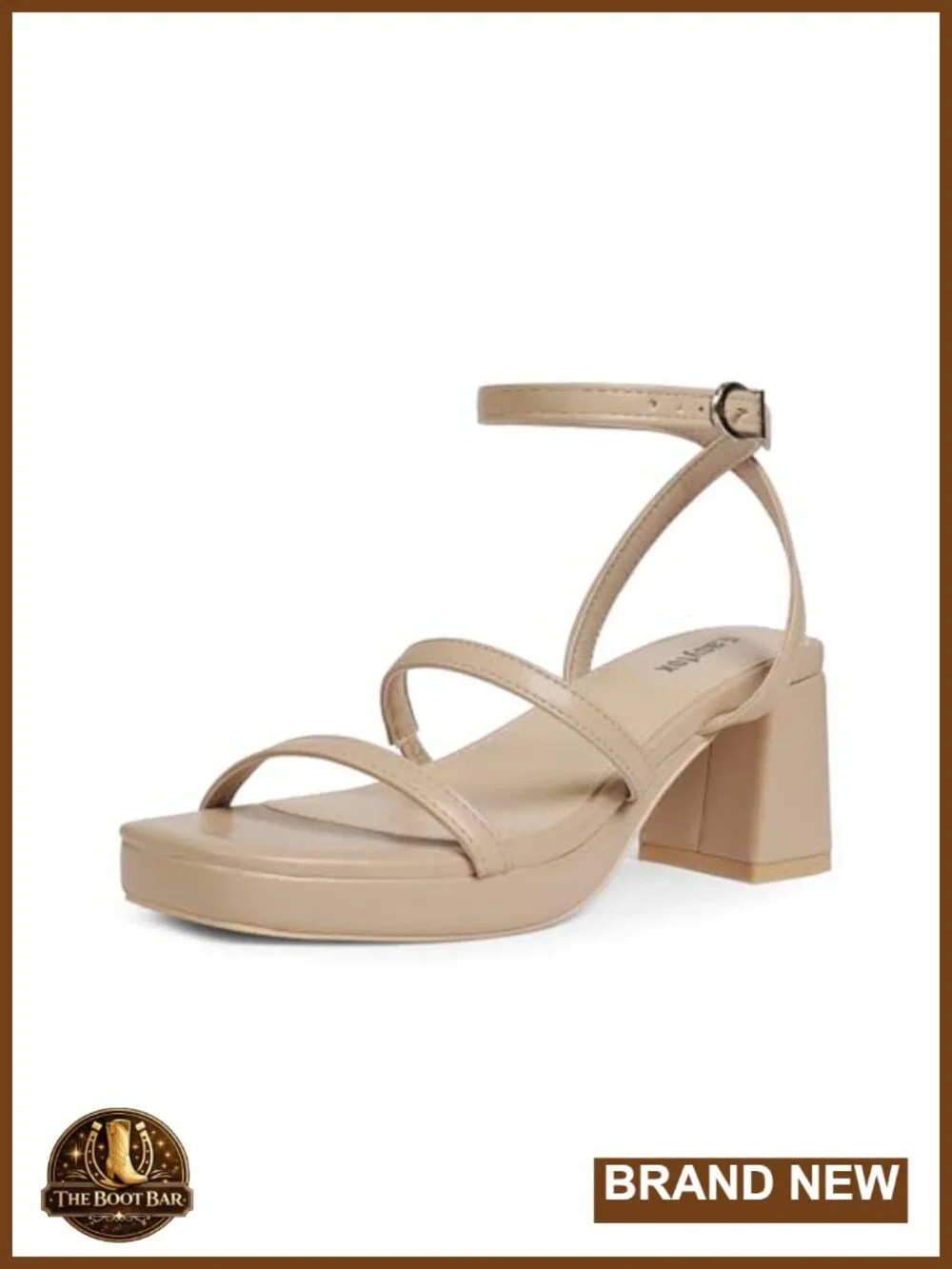 Chunky Platform Heels for Women Open Toe Block Heeled Sandals Faux Leather